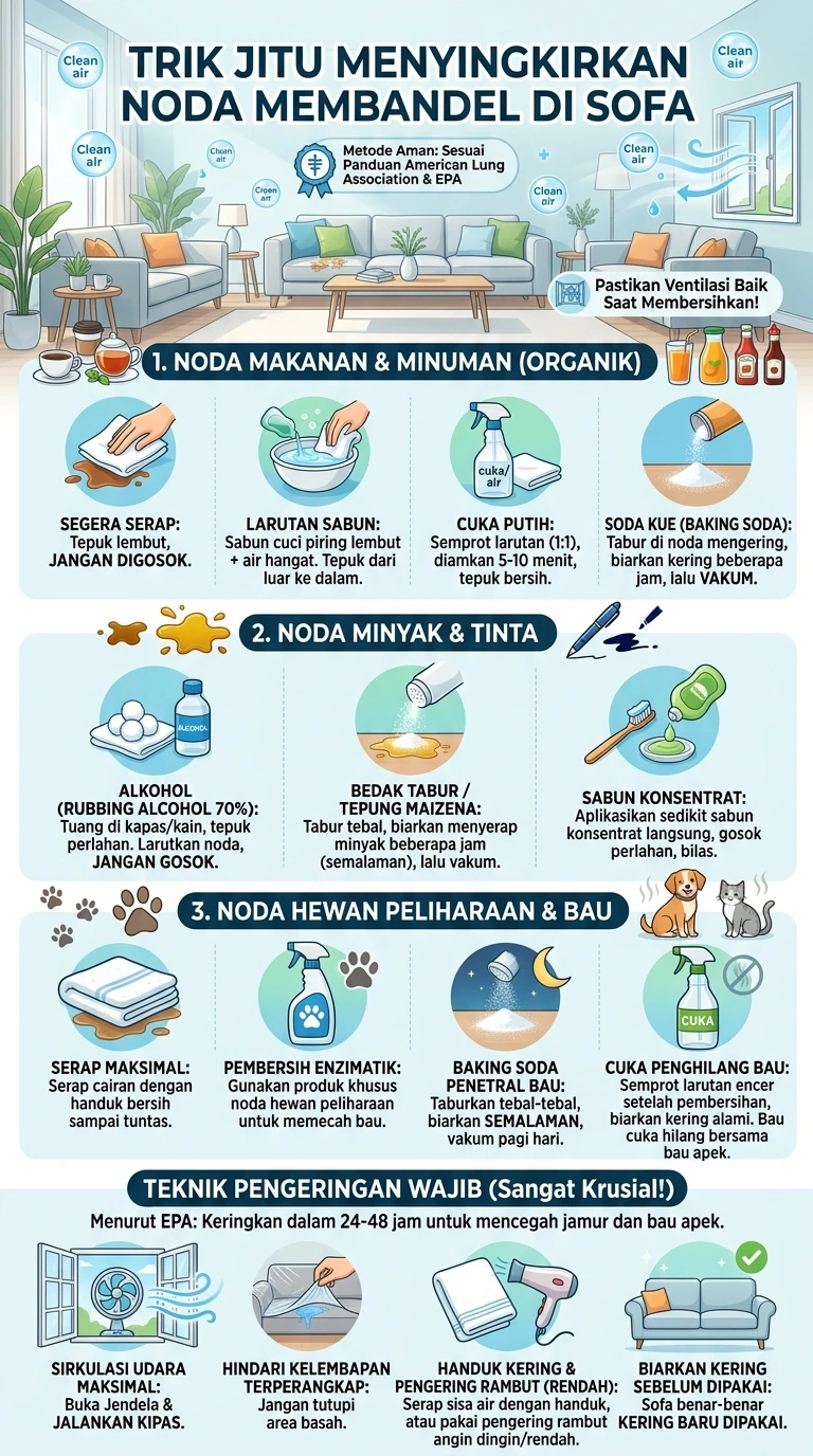 Infografik : Trik Jitu Menyingkirkan Noda Membandel Di Sofa