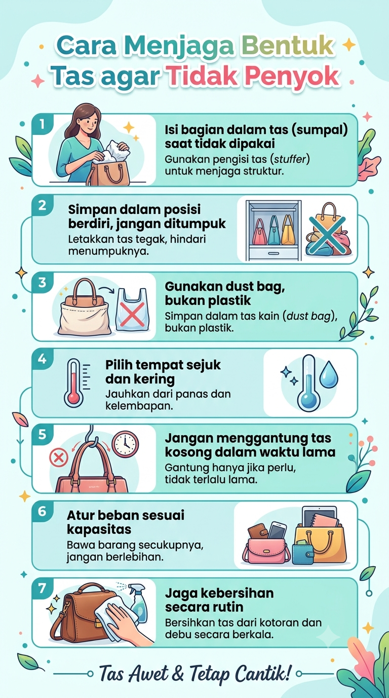Infografik : Cara Menjaga Bentuk Tas agar Tidak Penyok