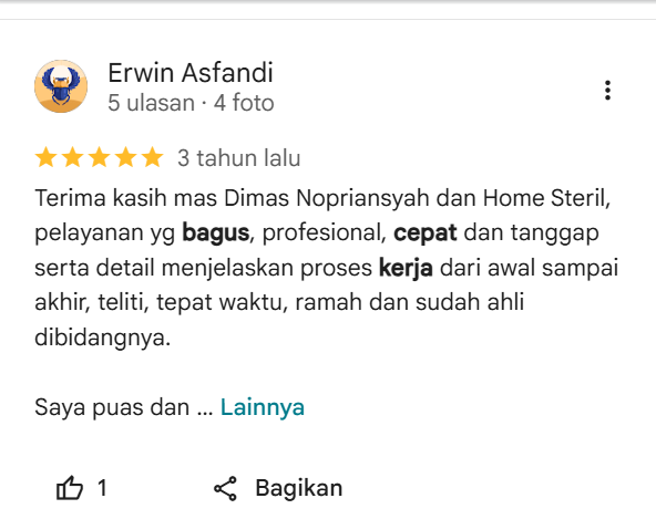 Testimoni Pelanggan Home Steril