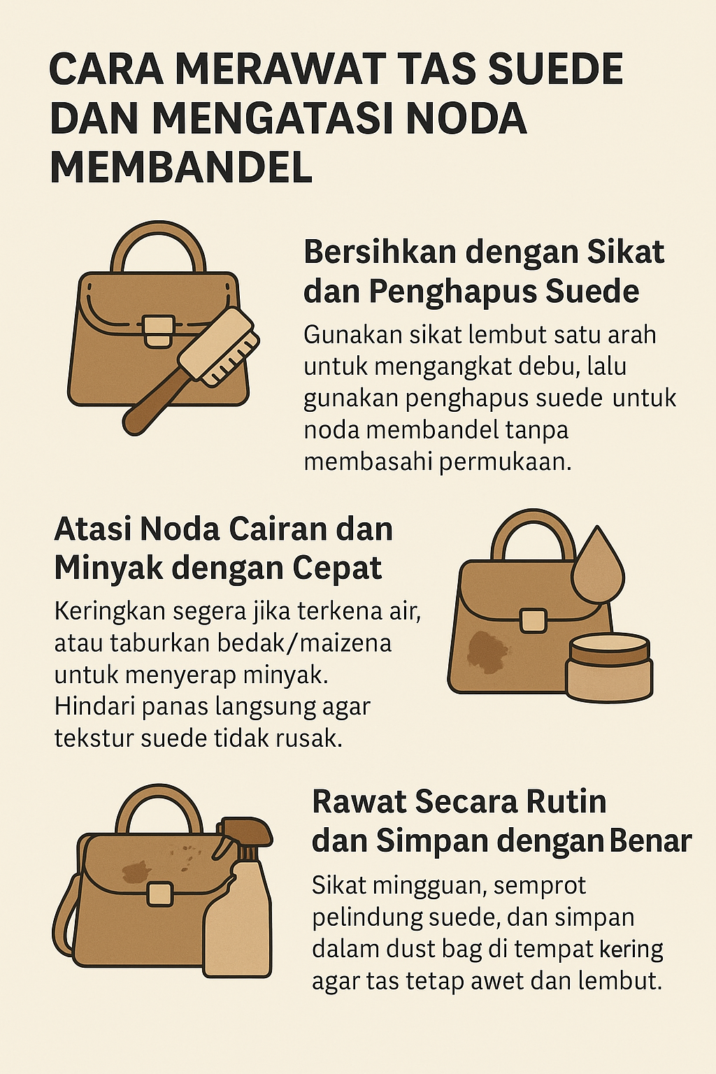 Cara Merawat Tas Suede dan Mengatasi Noda Membandel