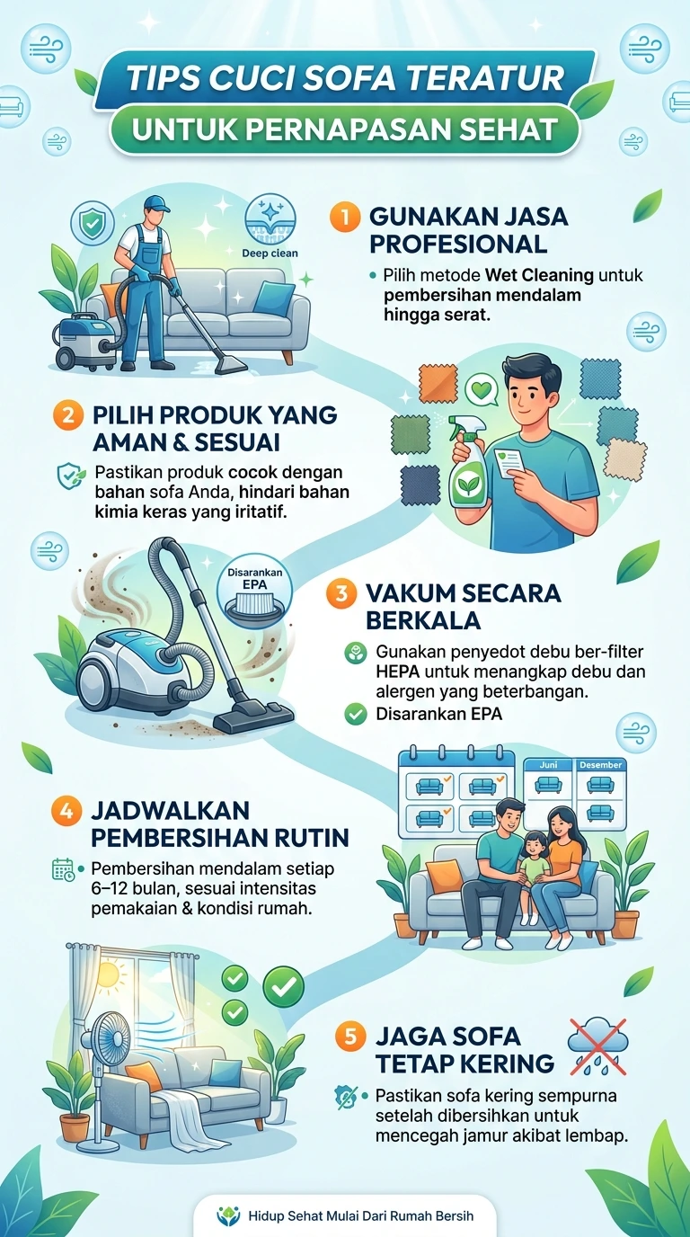 Infografik : Tips Cuci Sofa Teratur Untuk Pernapasan Sehat