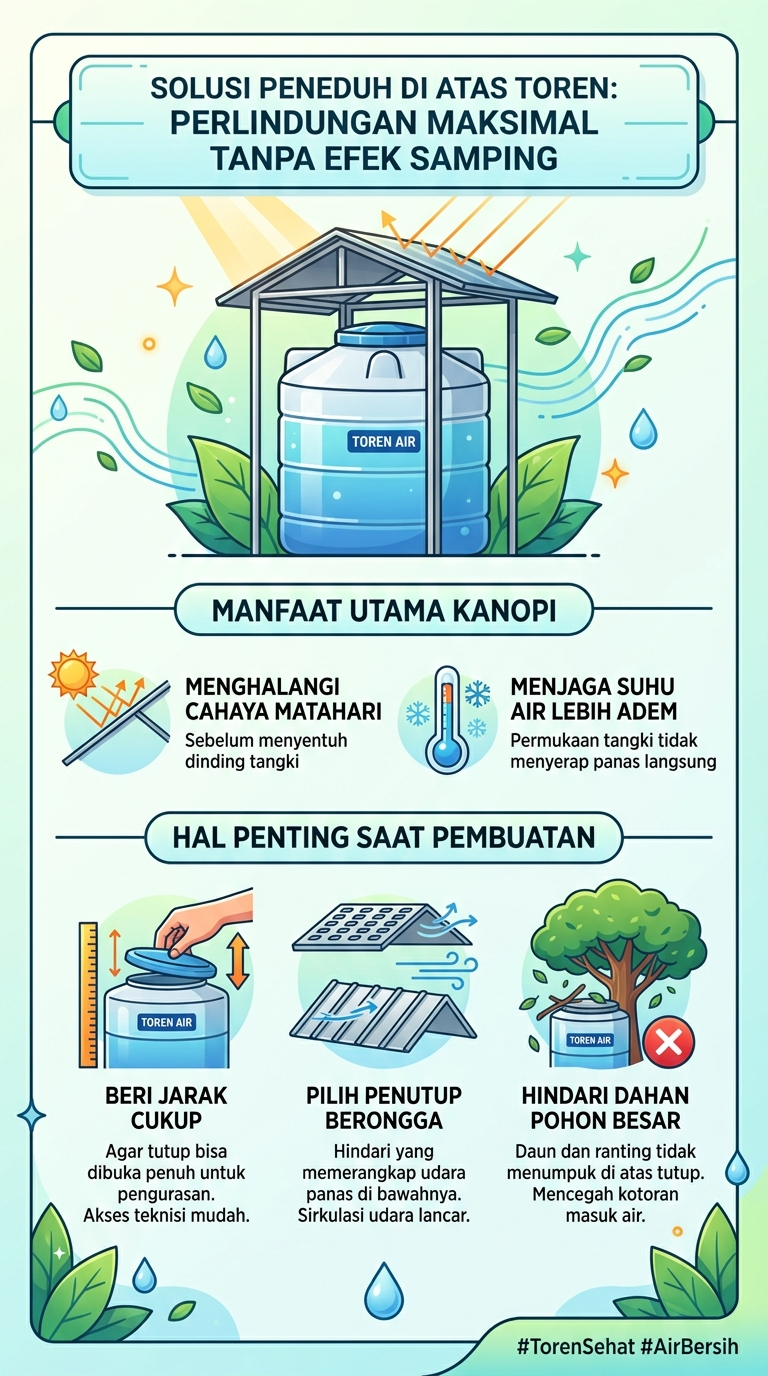 Infografik : Solusi Peneduh di atas Toren : Perlindungan Maksimal Tanpa Efek Samping