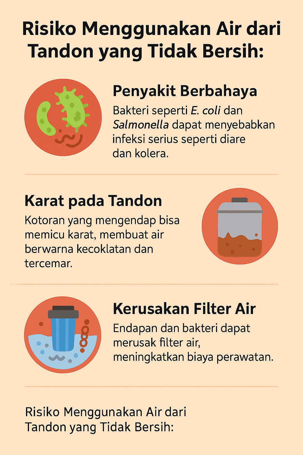 Infografik: Risiko Menggunakan Air dari Tandon yang Tidak Bersih
