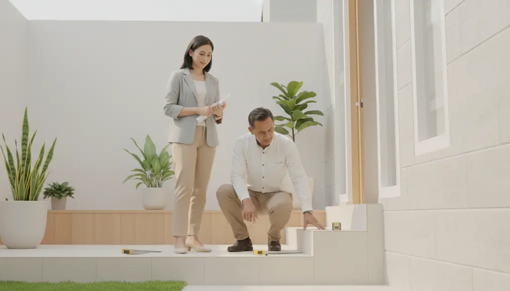 Pasang Keramik Tangga & Teras: Fokus pada Teknis Anti-Slip dan Estetika