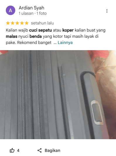 Review Pelanggan Laundry Koper di Sneakershoot.id