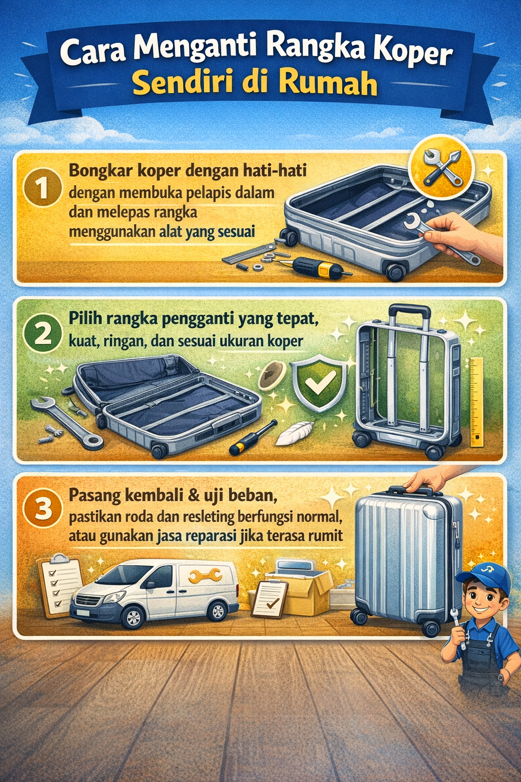 Cara Mengganti Rangka Koper Sendiri di Rumah