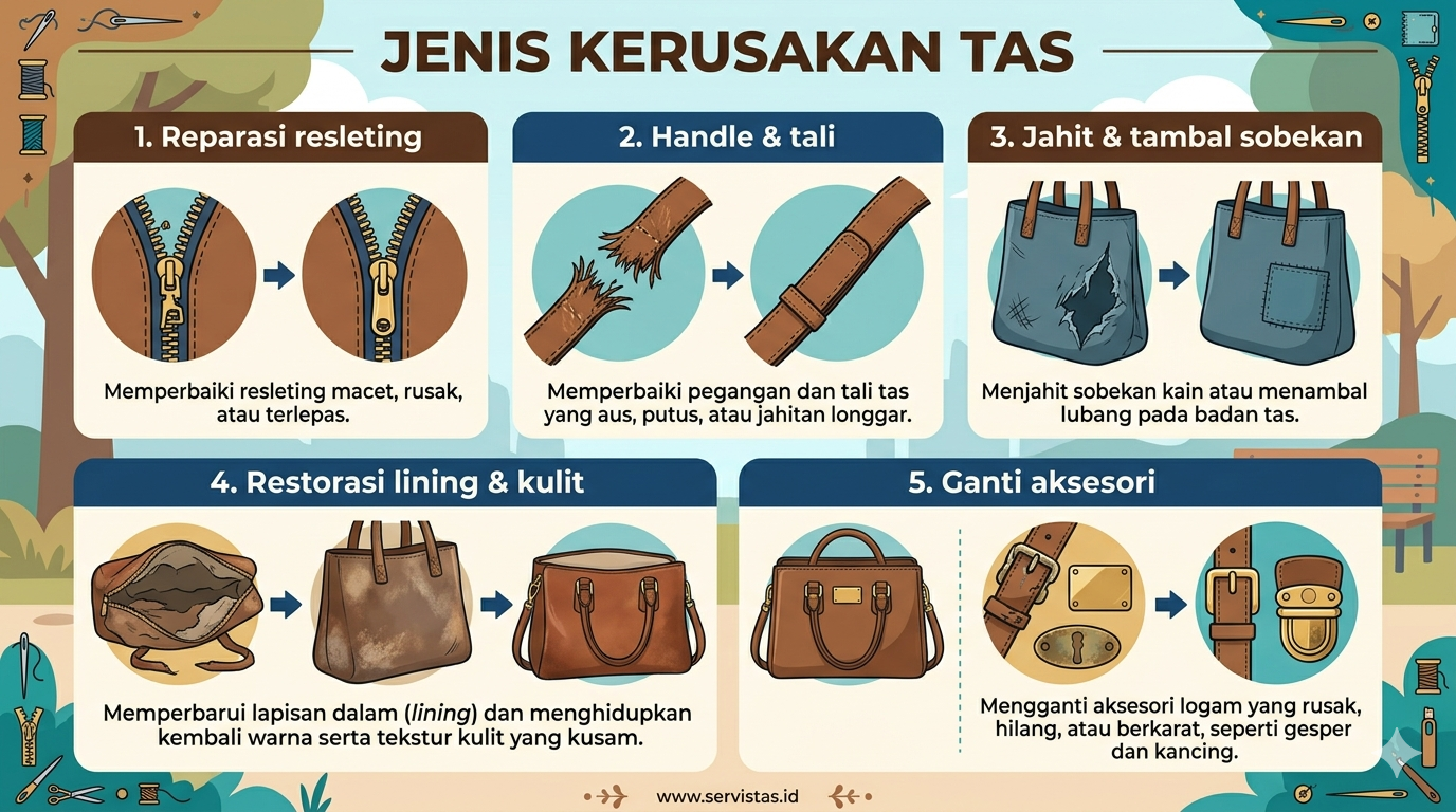 Infografik : Jenis Kerusakan Tas