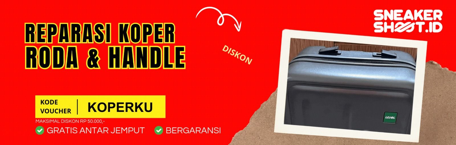 Promo jasa reparasi koper di sneakershoot.id