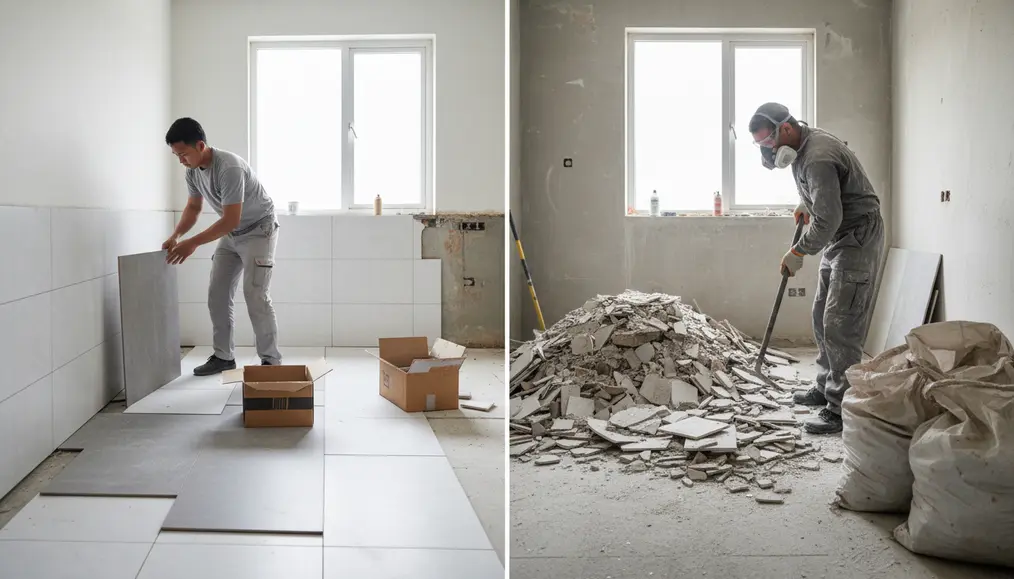 Perbandingan Biaya Pasang Keramik Tanpa Bongkar vs. Bongkar Total