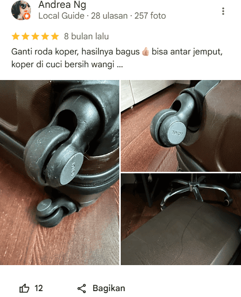 Testimoni Pelanggan Jasa Reparasi Koper