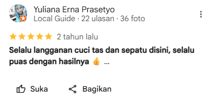 Review Jasa Cuci Tas di Sneakershoot dari Google Maps