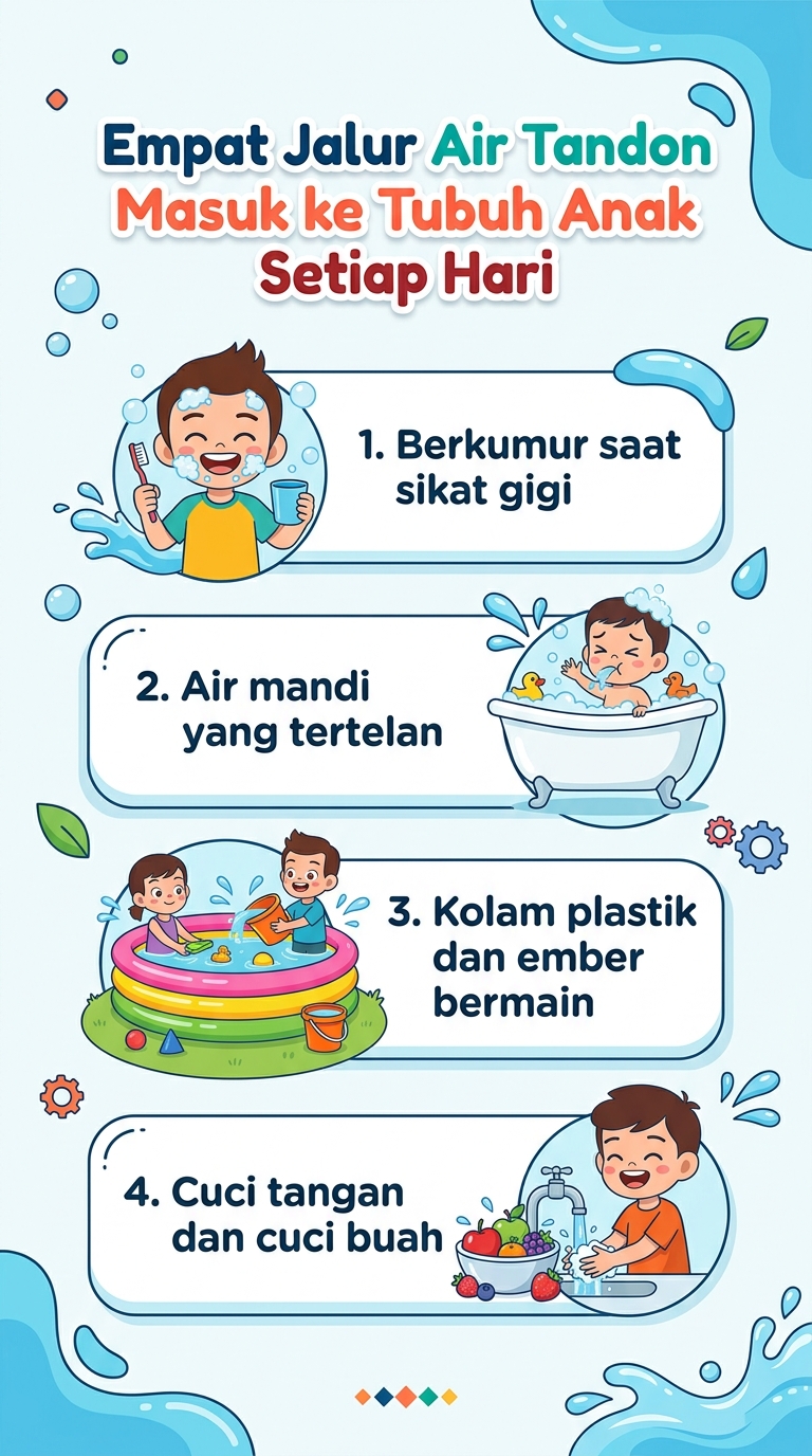 Infografik : Empat Jalur Air Tandon Masuk ke Tubuh Anak Setiap Hari