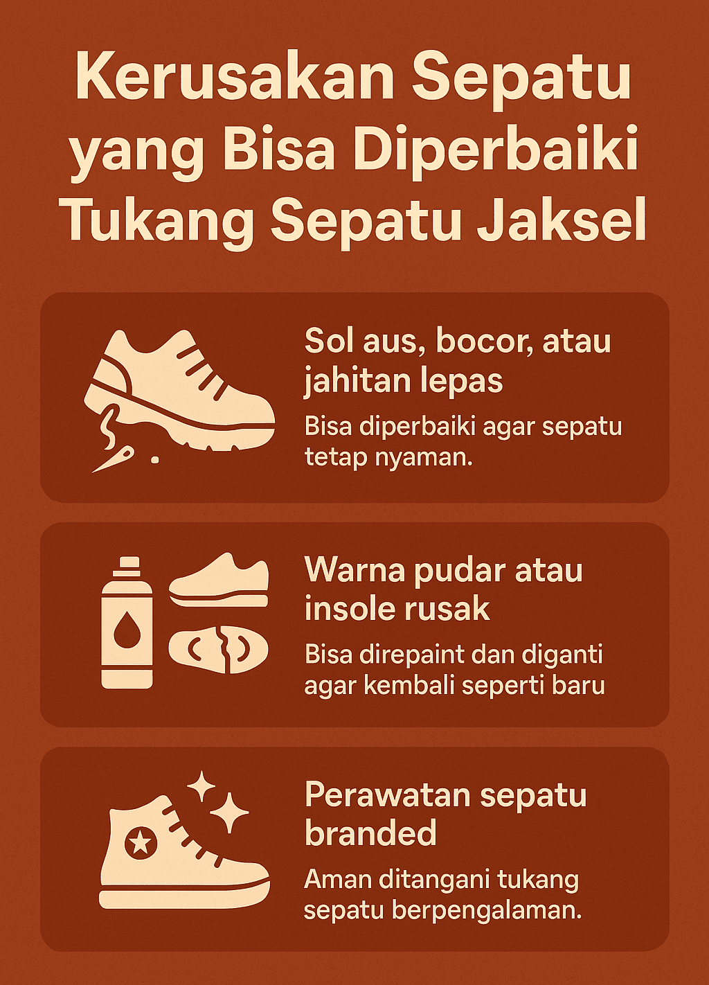 Infografik: Kerusakan Sepatu yang Bisa Diperbaiki oleh Tukang Sepatu Jaksel