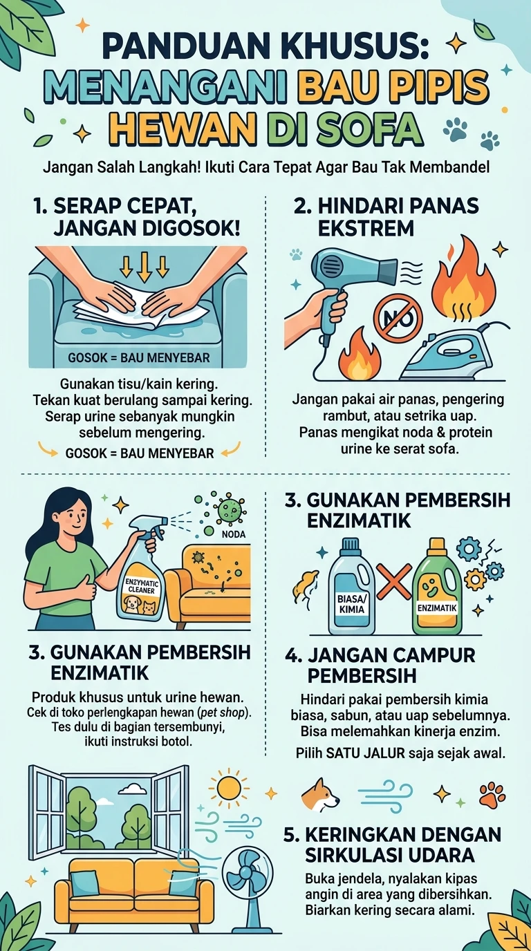 Infografik : Panduan Khusus : Menangani Bau Pipis Hewan Di Sofa