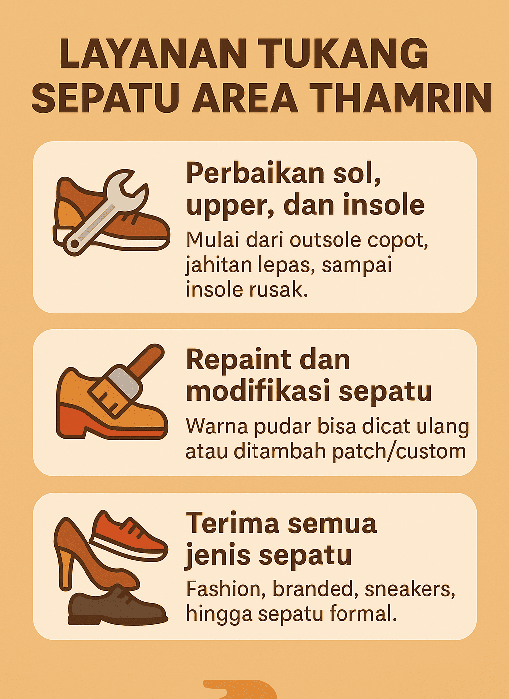 Infografik: Layanan Tukang Reparasi Sepatu Area Thamrin