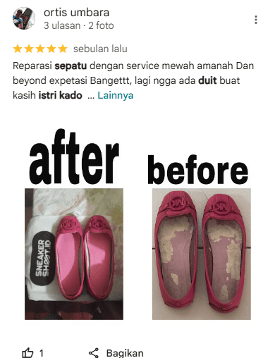 Review Pelanggan Perbaiki Sepatu di Sneakershoot.id