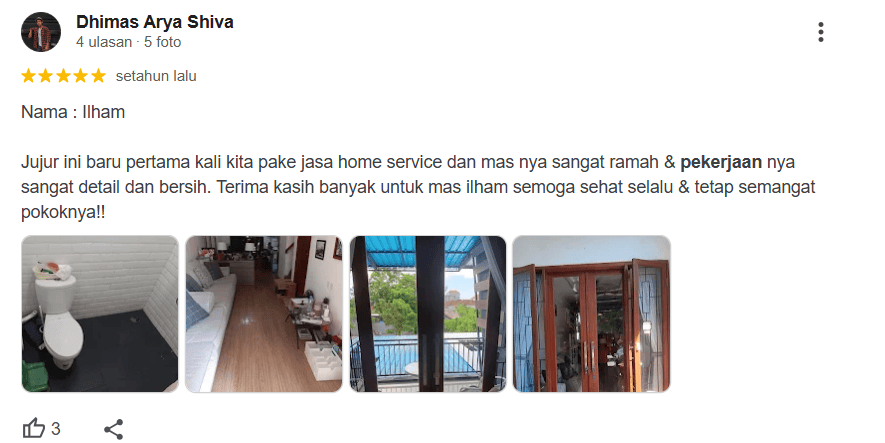 Review General Cleaning and Deep Cleaning Google Rating From home-steril.com.png