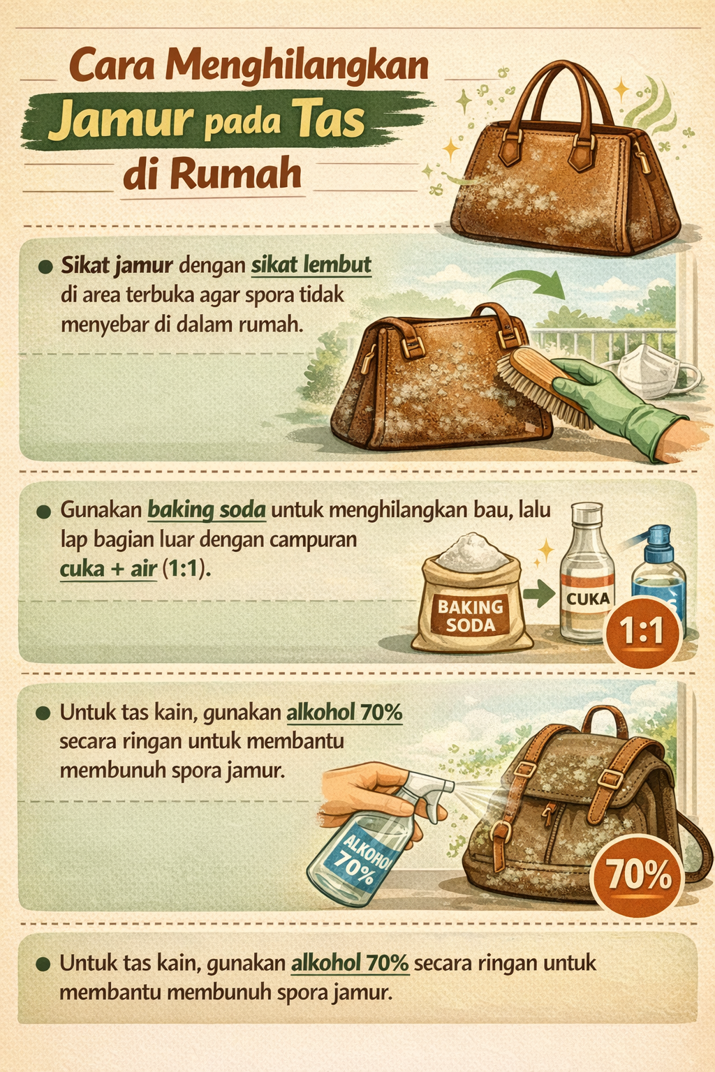 Cara Menghilangkan Jamur pada Tas di Rumah