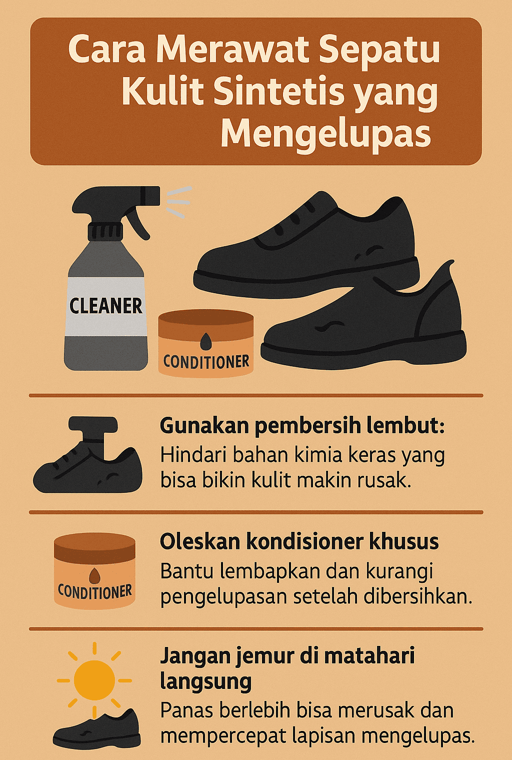 Infografik: Cara Merawat Sepatu Kulit Sintesis yang Mengelupas