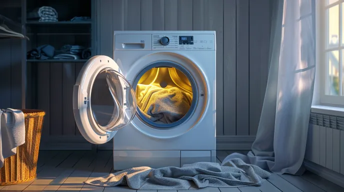 Kapan Harus Memanggil Profesional? Tindakan Cerdas untuk Masalah Serius don_maximus_Front_view_of_washing_machine_stopped_mid-cycle_dis_1d9abdec-ec56-43f0-b384-e6632fb9012d.webp