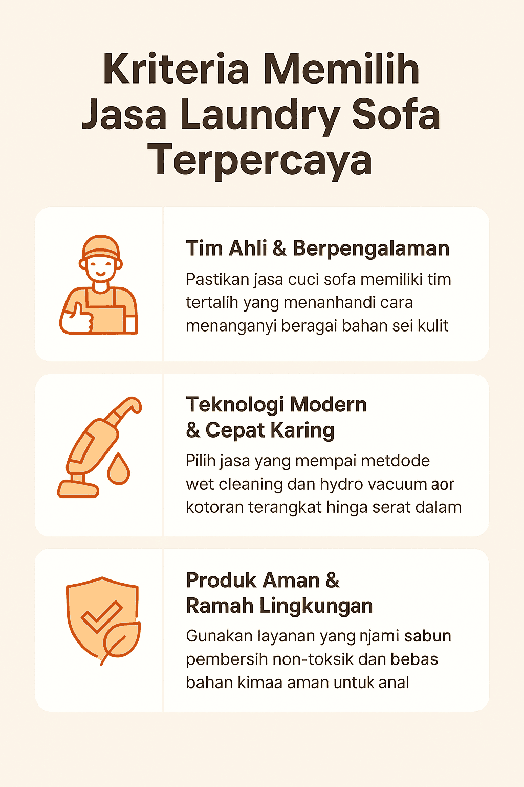 Infografik: Kriteria Memilih Jasa Laundry Sofa Terpercaya