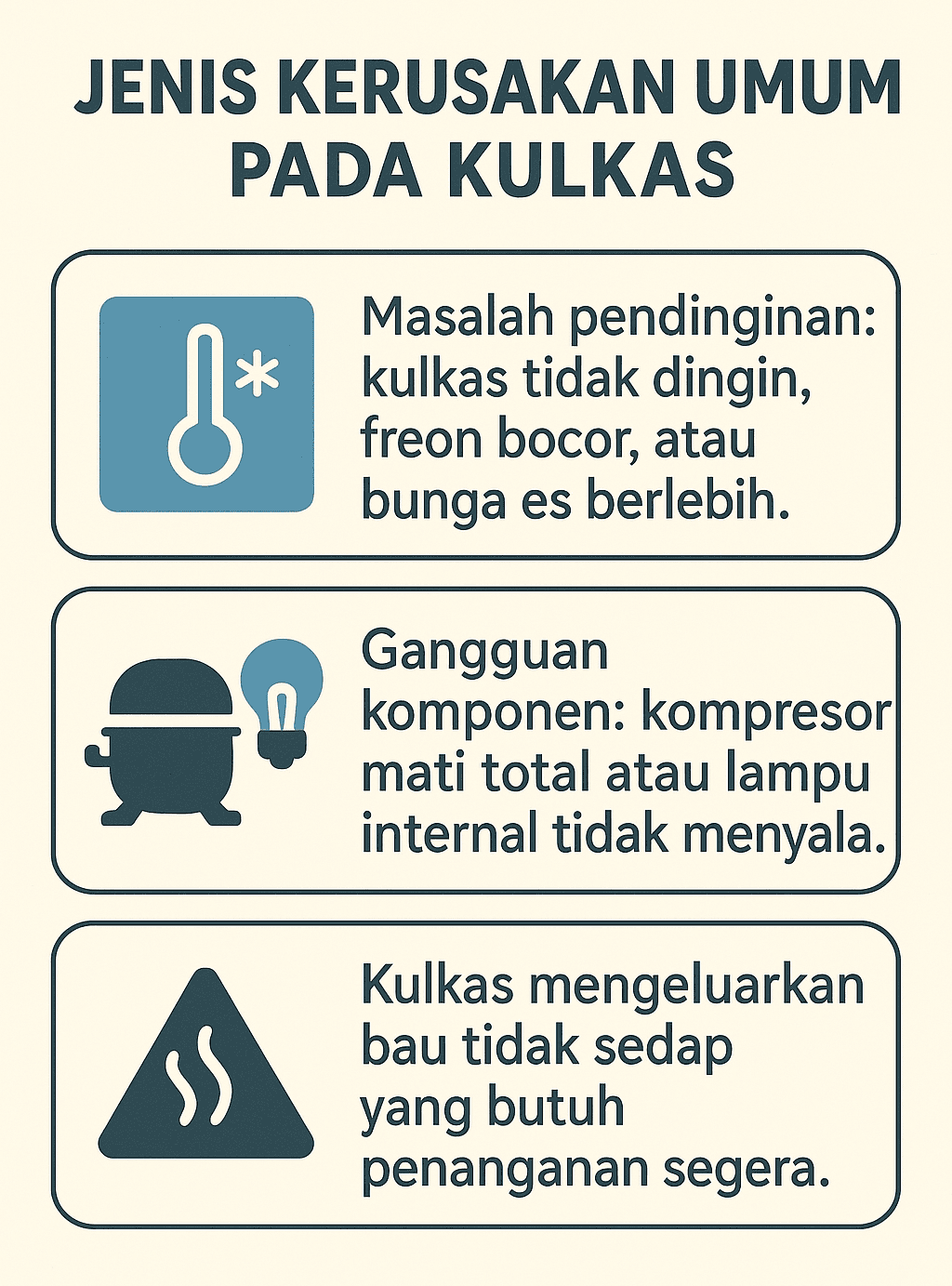 Infografik: Jenis Kerusakan Umum Pada Kulkas
