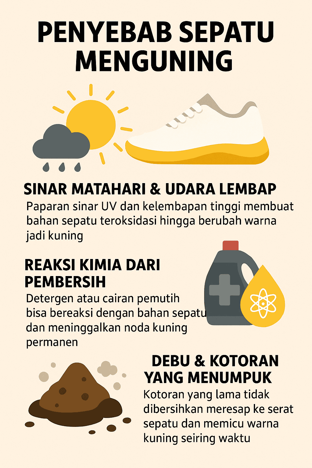 Penyebab Sepatu Menguning