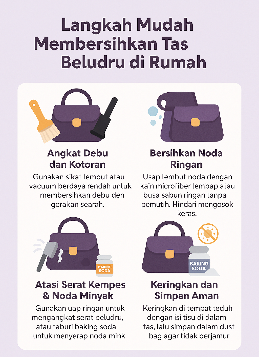 Langkah Mudah Membersihkan Tas Beludru di Rumah