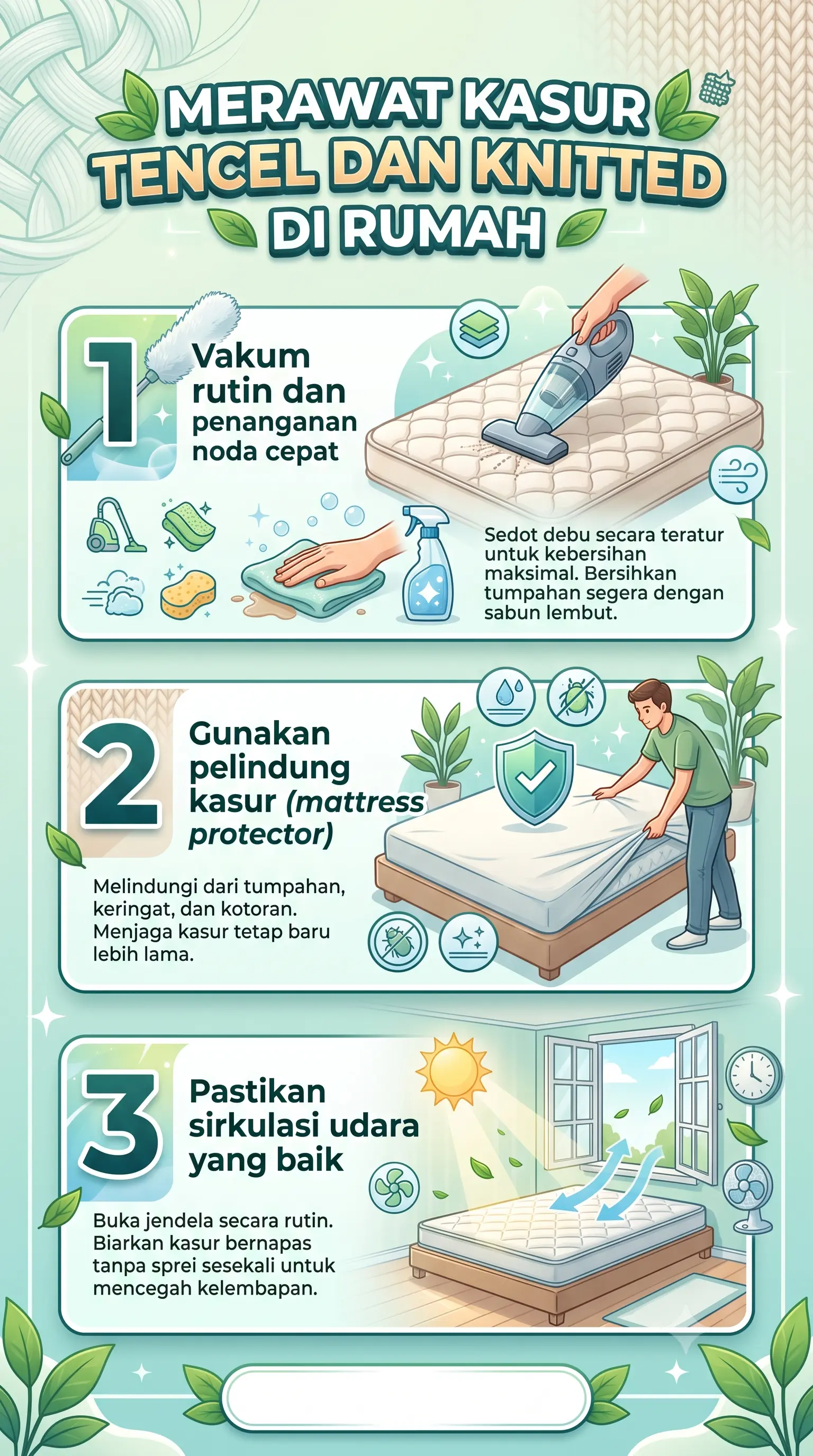 Infografik :  merawat kasur Tencel dan knitted di rumah