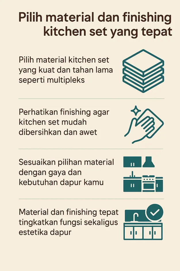Panduan Memilih Material dan Finishing untuk Kitchen Set Custom Terbaik