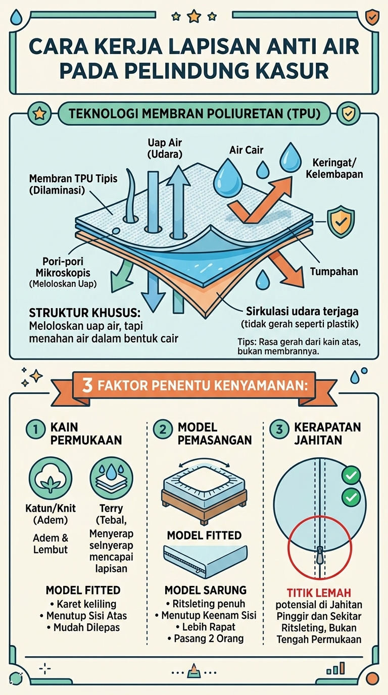 Infografik : Cara Kerja Lapisan Anti Air pada Pelindung Kasur