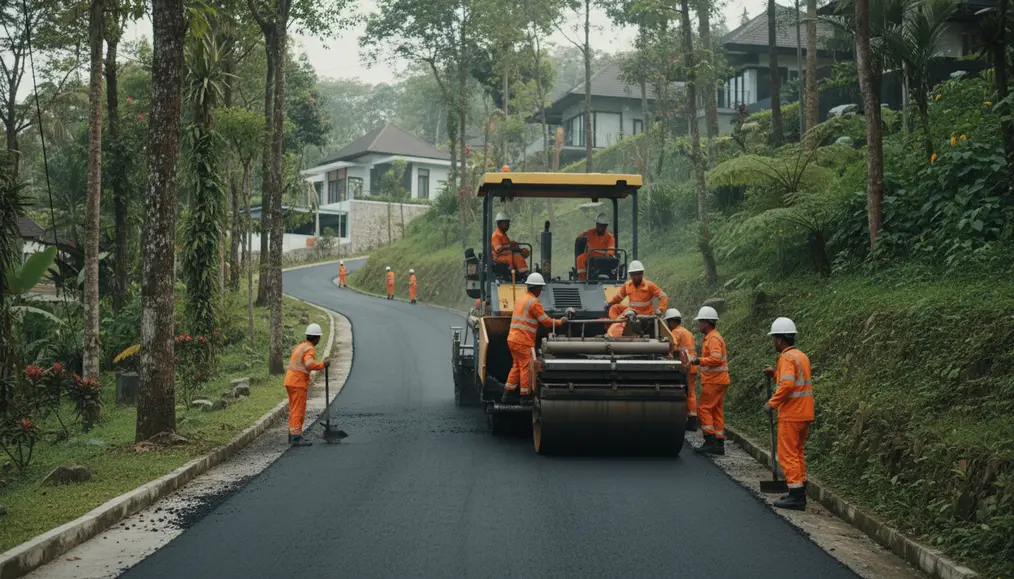 Tantangan Pengaspalan di Jalan Villa dan Area Menanjak