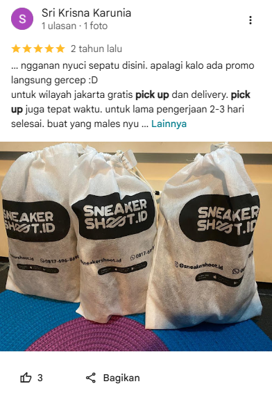 Testimoni Pelanggan Cuci Sepatu di Sneakershoot