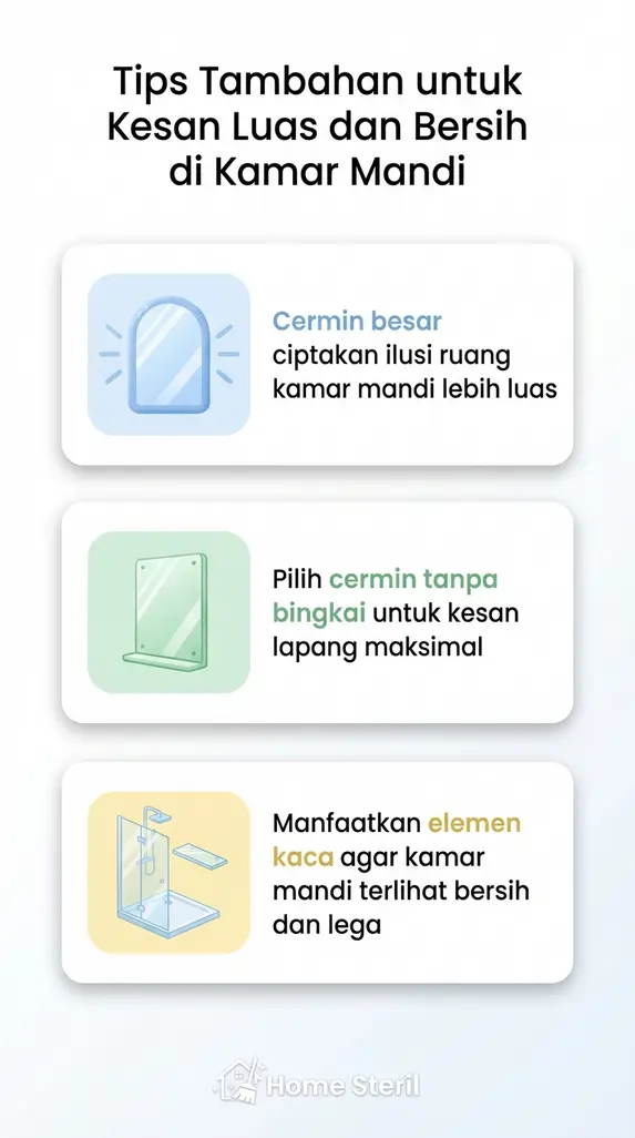 Tips Tambahan untuk Kesan Luas dan Bersih di Kamar Mandi