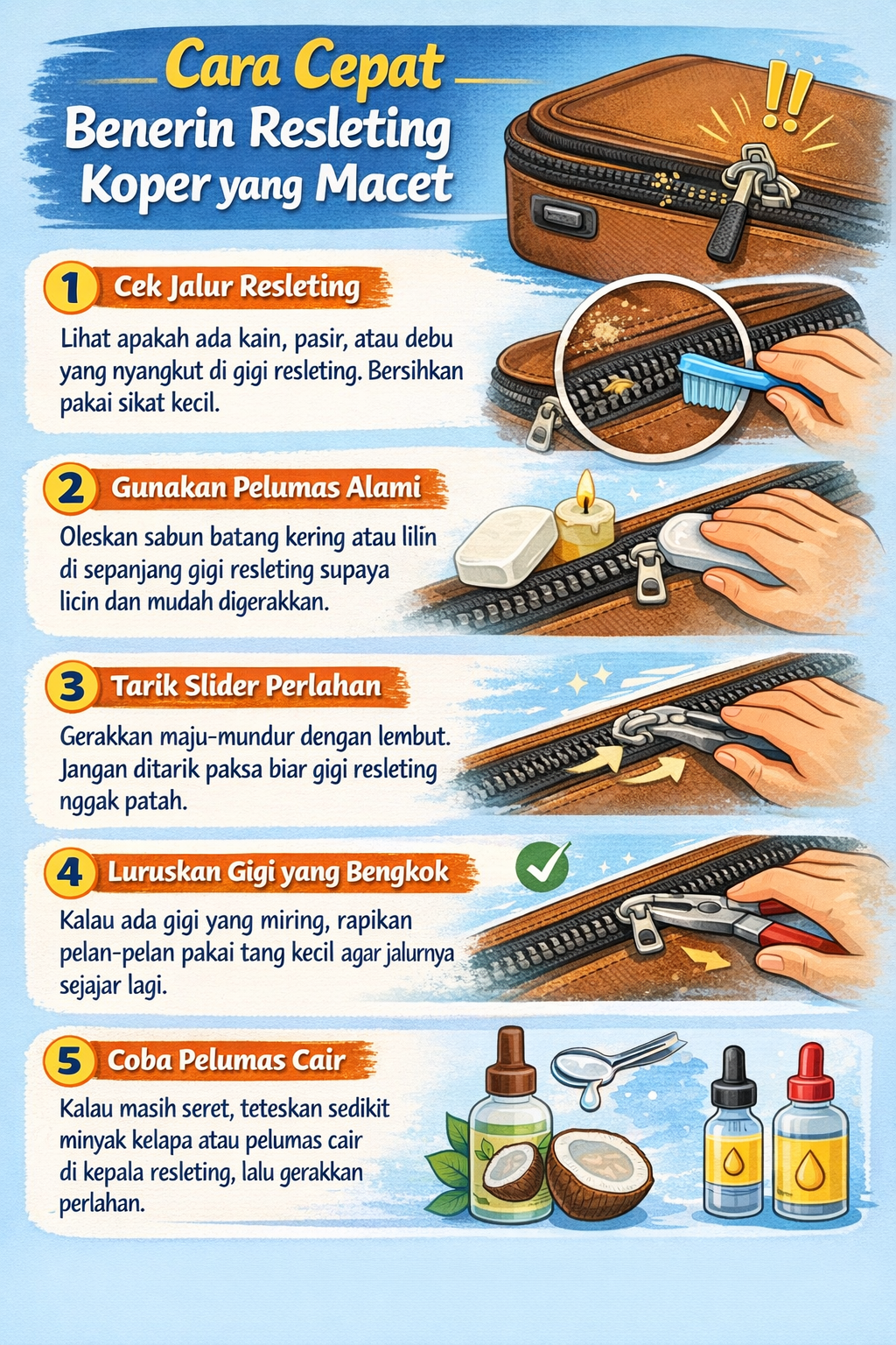 Cara Cepat Benerin Resleting Koper yang Macet