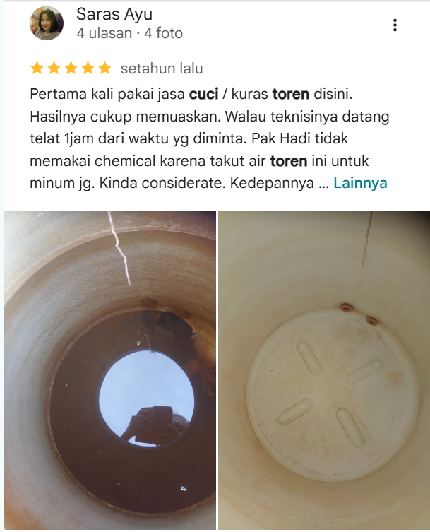 Rating Pelanggan Cuci Tandon Air di Home Steril