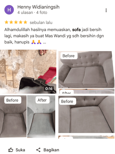 Review Pelanggan Tentang Laundry Sofa di Home Steril