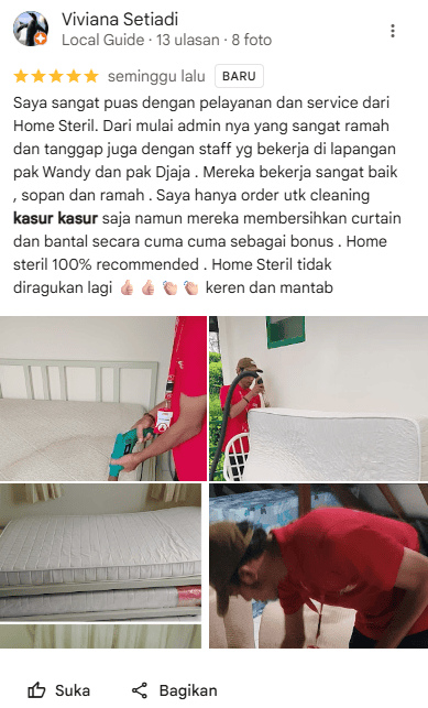 Ulasan Pelanggan Cuuci Kasur di Home Steril