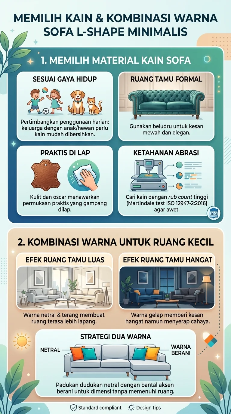 Infografik : Memilih Kain & Kombinasi Warna Sofa L-Shape MInimalis