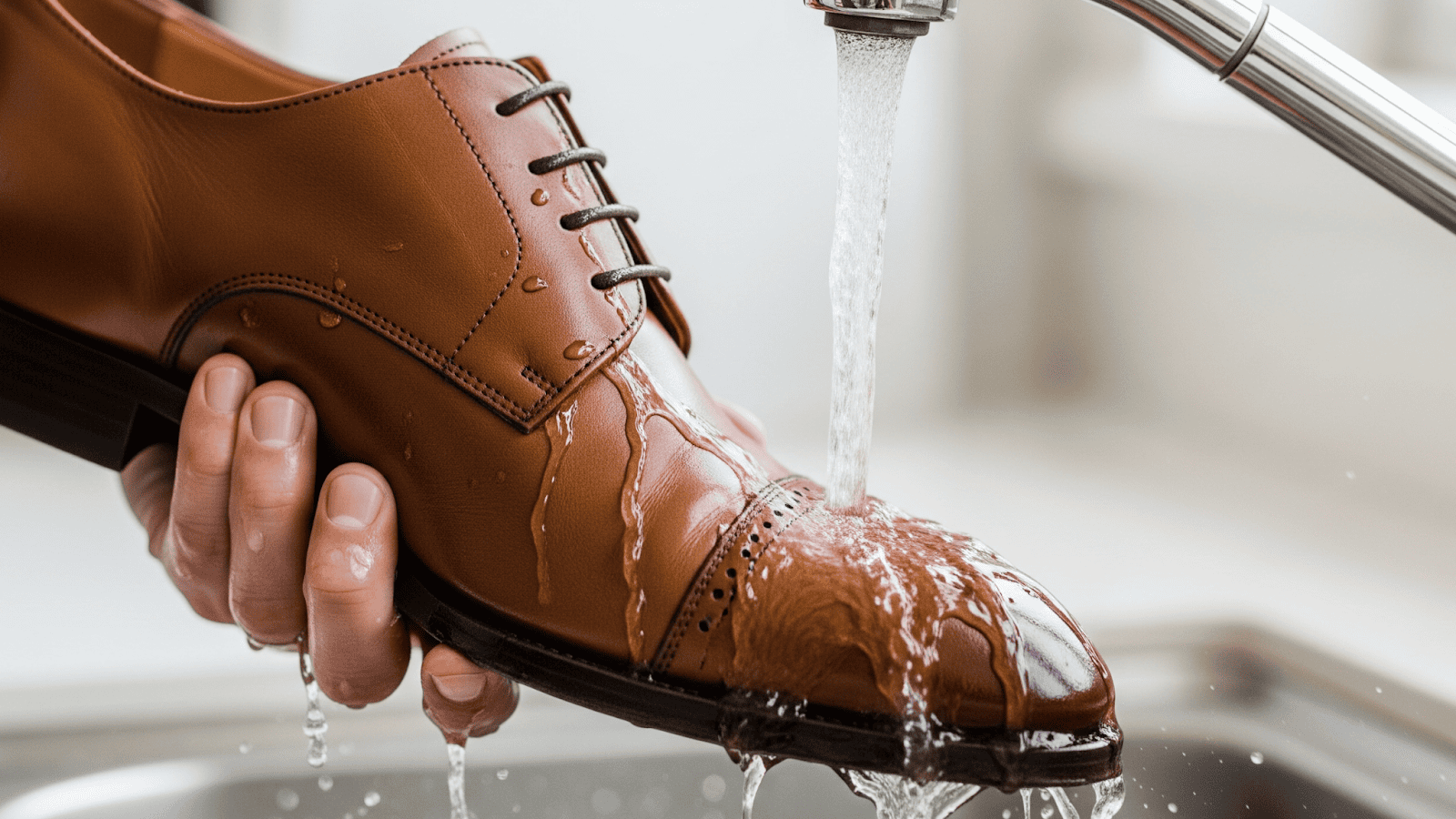 Mencuci Sepatu Kulit Sintetis