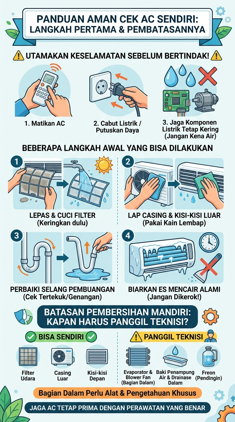 Infogrfaik : Panduan Aman Cek AC Sendiri : Langkah Pertama & Pembatasannya