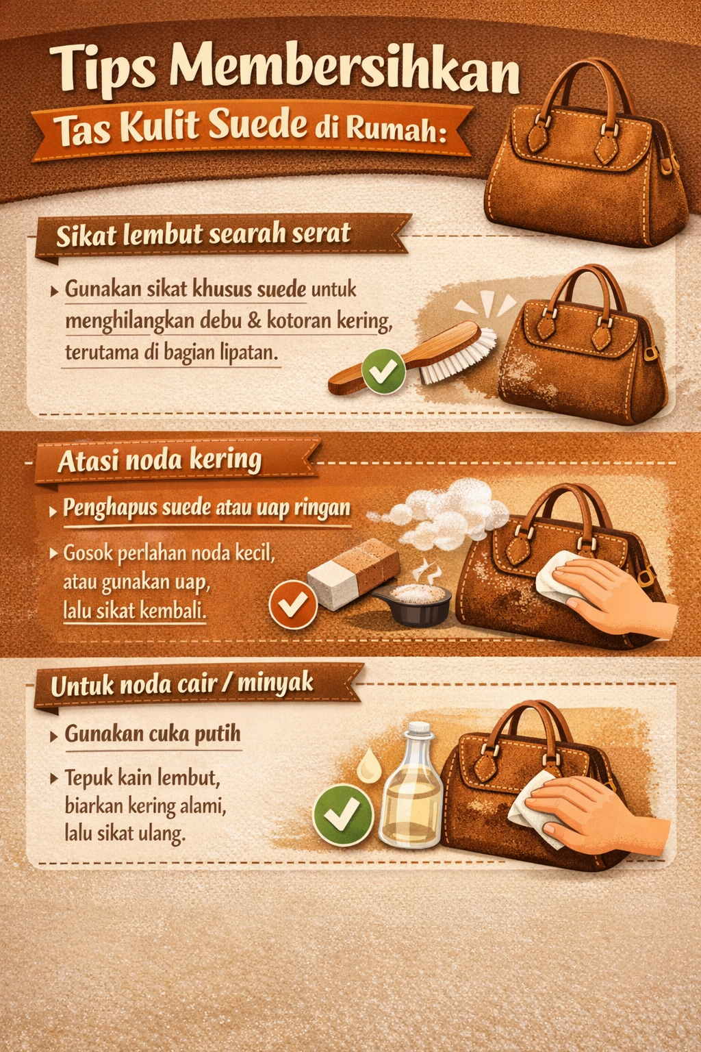 Tips Membersihkan Tas Kulit Suede di Rumah