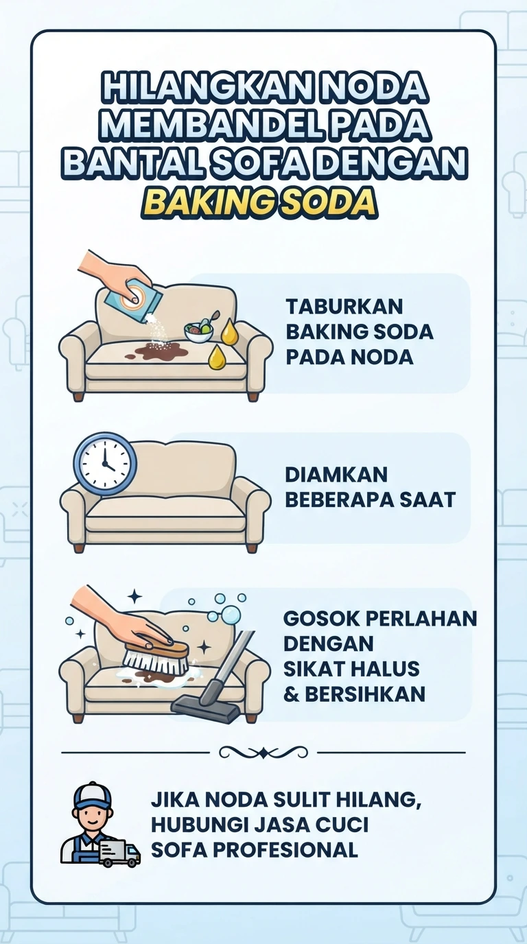 Infografik : Hilangkan Noda Membandel Pada Bantal Sofa Dengan Baking Soda