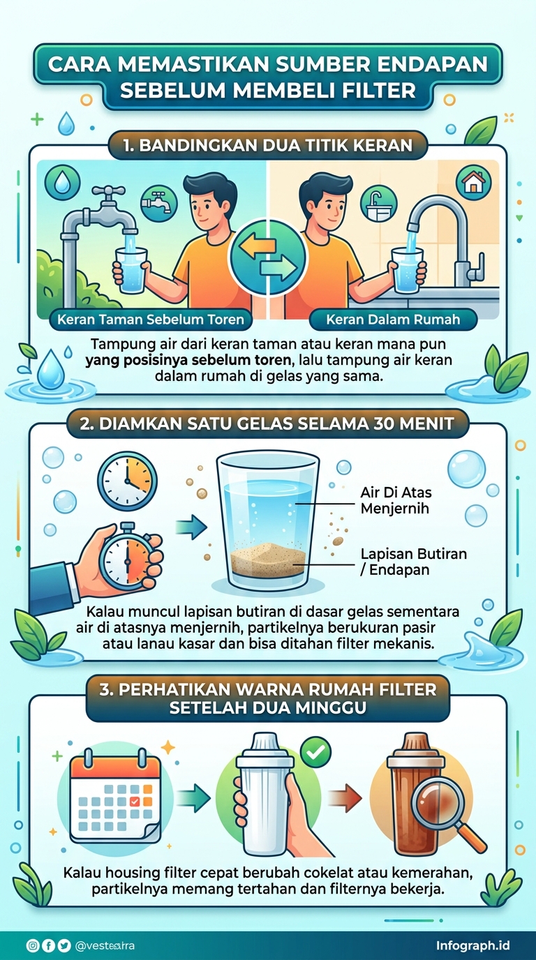 Infografik : Cara Memastikan Sumber Endapan Sebelum Membeli Filter