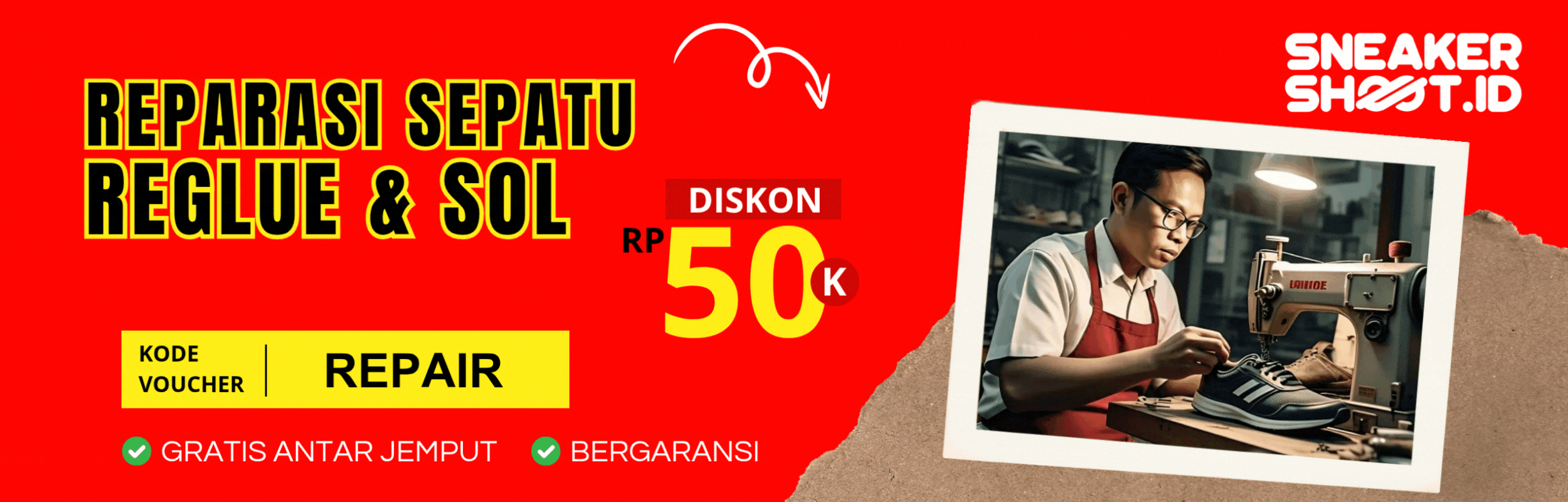 Promo Reparasi sepatu diskon di sneakershoot.id