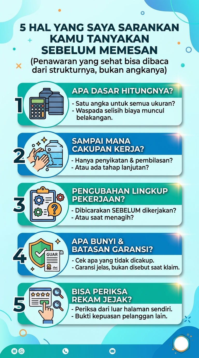 Infografik : Lima Hal yang Saya Sarankan Kamu Tanyakan Sebelum Memesan