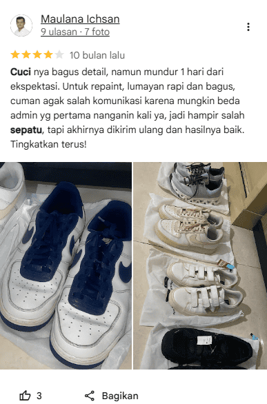 Ulasan Pelanggan Setia Cuci Sepatu di Sneakershoot