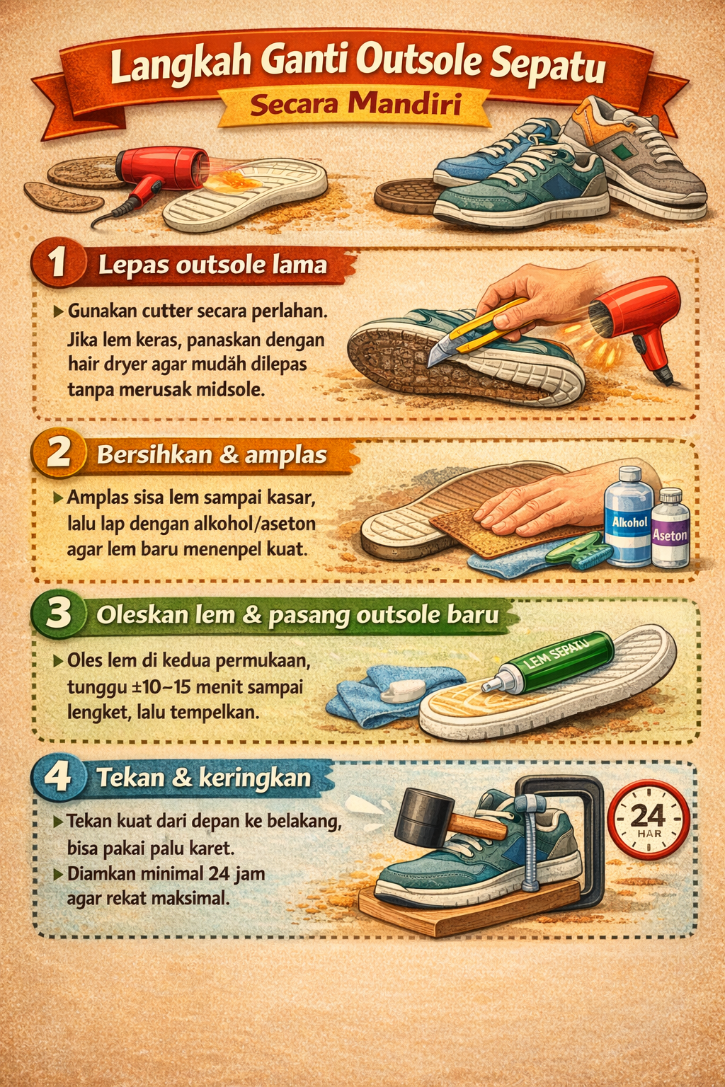 Langkah Ganti Outsole Sepatu secara Mandiri