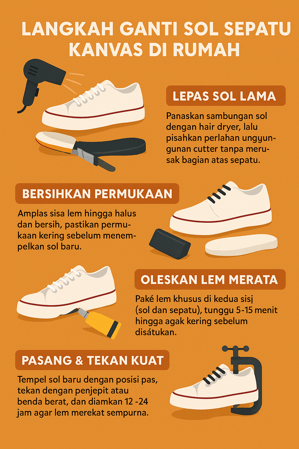 Langkah Ganti Sol Sepatu Kanvas di Rumah