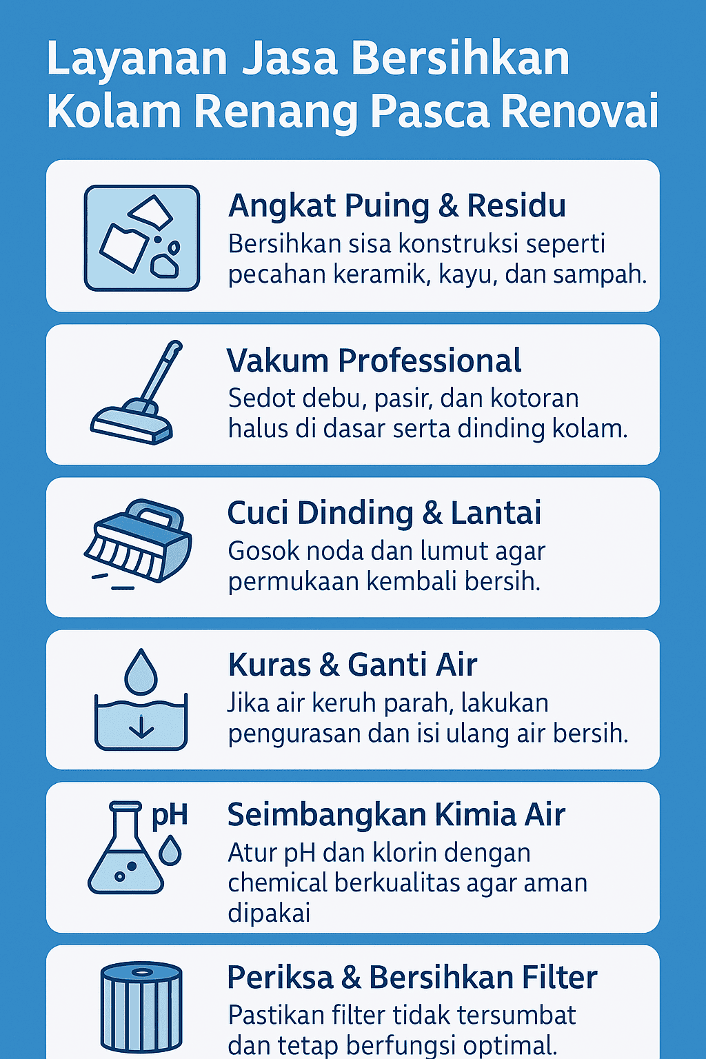 Layanan Kami untuk Jasa Bersihkan Kolam Renang Pasca Renovasi